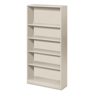 Office Furniture; Book; Book Shelf; Book Shelves; Bookcase; Bookcases; Five-Shelf; Furniture; Light Gray; Metal; Shelf; Racks; Ledges; Trestles; Books; Adjustable shelves; HON