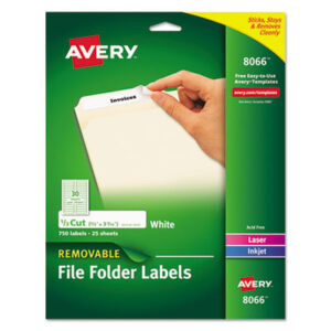 All-Purpose; File Folder; File Folder Label; Inkjet; Label; Labels; Laser; Laser Printer; Removable; White; Identifications; Classifications; Stickers; Shipping; Receiving; Mailrooms