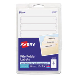 All-Purpose; File Folder; File Folder Label; Inkjet; Label; Labels; Laser; Laser Printer; Removable; White; Identifications; Classifications; Stickers; Shipping; Receiving; Mailrooms