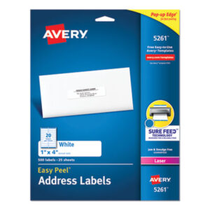 Address; Address Labels; Label; Labels; Laser; Laser Printer; Laser Printer Labels; Mailing; Smooth Feed Sheets; White; Identifications; Classifications; Stickers; Shipping; Receiving; Mailrooms; AVERY