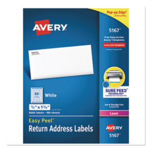 Address; Address Labels; Label; Labels; Laser; Laser Printer; Laser Printer Labels; Mailing; Smooth Feed Sheets; White; Identifications; Classifications; Stickers; Shipping; Receiving; Mailrooms; AVERY