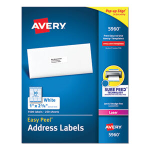 Address; Address Labels; Label; Labels; Laser; Laser Printer; Laser Printer Labels; Mailing; Smooth Feed Sheets; White; Identifications; Classifications; Stickers; Shipping; Receiving; Mailrooms; AVERY; AVE5160BBULK