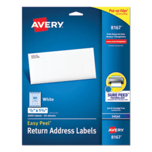 1/2 x 1 3/4; Address; Inkjet Printer; Inkjet Printers; Label; Labels; Mailing; White; Identifications; Classifications; Stickers; Shipping; Receiving; Mailrooms; AVERY