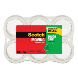(MMM3500406)MMM 3500406 – Tough Grip Moving Packaging Tape, 3" Core, 1.88" x 43.7 yds, Clear, 6/Pack by 3M/COMMERCIAL TAPE DIV. (6/PK)