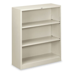 Office Furniture; Book; Book Shelf; Book Shelves; Bookcase; Bookcases; Furniture; Light Gray; Metal; Shelf; Three-Shelf; Racks; Ledges; Trestles; Books; Adjustable shelves; HON