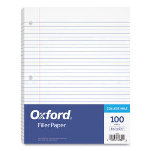 20-lb.; 8-1/2 x 5-1/2; 100 Sheets per Pack; College Rule; Filler; Filler Paper; Looseleaf; Heavyweight; Notebook; Paper; Punched; Ring Binder Filler; Ring Binder Paper; Ruled; Three-Hole Punched; TOPS; White; Hole-Punched; Lined; Papers