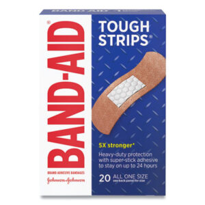 Adhesvie Bandages; BAND-AID; BAND-AID Bandage; Bandage; First Aid Supplies; First Aid/Kits; Flexible Fabric Bandages; Flexible Fabric Tough Strips; Frist Aid; JOHNSON & JOHNSON; Johnson & Johnson Band-Aids; Tough Strips; Well Being