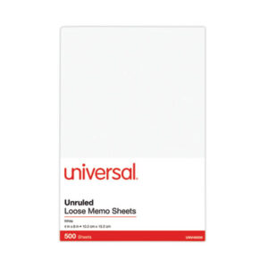 (UNV46500)UNV 46500 – Loose White Memo Sheets, 4 x 6, Unruled, Plain White, 500/Pack by UNIVERSAL OFFICE PRODUCTS (500/PK)