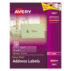 1 x 4; Address; Address Labels; Clear; Label; Labels; Laser; Laser Printer; Laser Printer Labels; Smooth Feed Sheets; Identifications; Classifications; Stickers; Shipping; Receiving; Mailrooms