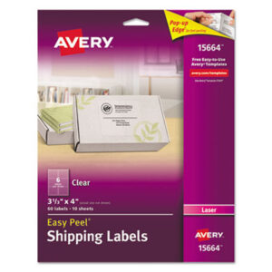 3 1/2 x 4; Easy Peel®; Clear; Label; Mailing; Pop-Up Edge®; Laser; Laser Printer; Laser Printer Compatible