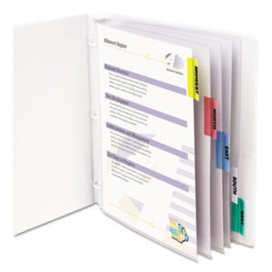 5 Colored Tab Set; Assorted Colors; C-LINE; Colored Tabs; Index Tabbed; Indexed; Looseleaf; Protector; Ring Binder; Sheet; Sheet Protectors; Top-Loading; Sleeves; Transparent; Sheaths; Storage; Filing; Protection