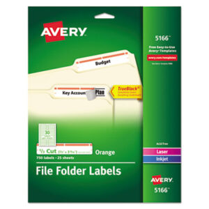 File Folder; File Folder Label; Inkjet; Label; Labels; Laser Printer; Laser Printer Labels; Orange Border; Permanent; Permanent File Folder Labels; Self-Adhesive; Identifications; Classifications; Stickers; Shipping; Receiving; Mailrooms; AVERY