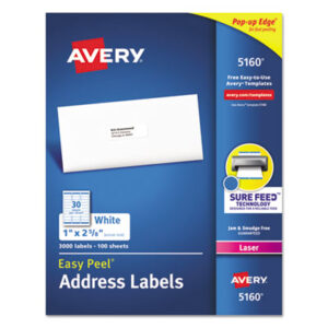 Address; Address Labels; Label; Labels; Laser; Laser Printer; Laser Printer Labels; Mailing; Smooth Feed Sheets; White; Identifications; Classifications; Stickers; Shipping; Receiving; Mailrooms; AVERY