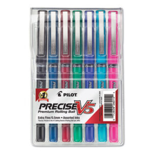 Extra Fine Point; Pen; Pens; PILOT; Precise; Roller Ball; Roller Ball Pens; V5; Writing; Instruments; Utensils; Inkers; Schools; Education; Students;Rolling Ball; Office; Needle Point; Needle Tip; Visible Ink; Liquid Ink; Assorted; Pouch; PV5