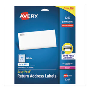 Address; Address Labels; Label; Labels; Laser; Laser Printer; Laser Printer Labels; Mailing; Smooth Feed Sheets; White; Identifications; Classifications; Stickers; Shipping; Receiving; Mailrooms; AVERY