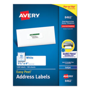 1 1/3 x 4; Address; Inkjet Printer; Inkjet Printers; Label; Labels; Mailing; White; Identifications; Classifications; Stickers; Shipping; Receiving; Mailrooms; AVERY