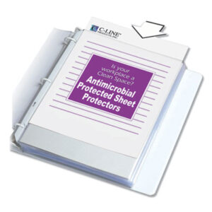 3-Hole Punched; C-LINE; For 11 x 8-1/2 Inserts; Looseleaf; Poly; Polypropylene; Recycled Product; Recycled Products; Reduced Glare; Ring Binder; Sheet Protector; Sheet Protectors; Standard Gauge; Top Loading; 3-Hole Punched; AgION Coating; Antimicrobial; Antimicrobial Protection; C-LINE; Clear; For 11 x 8-1/2 Inserts; Heavy Gauge; Looseleaf; Poly; Polypropylene; Ring Binder; Sheet Protector; Sheet Protectors; Top Loading; Sleeves; Transparent; Sheaths; Storage; Filing; Protection