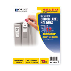 4" to 5" Binder Capacity; C-LINE; Clear; Holder; Label; Label Holders; Self-Adhesive; Inserts; Windows; Sleeves; Identifications; Classifications; identifiers