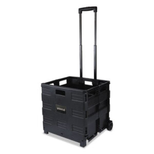 (UNV14110)UNV 14110 – Collapsible Mobile Storage Crate, Plastic, 18.25 x 15 x 18.25 to 39.37, Black by UNIVERSAL OFFICE PRODUCTS (1/EA)