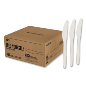 (PRK24390991)PRK 24390991 – Mediumweight Plastic Cutlery, Knife, White, 300/Pack by PERK (300/PK)