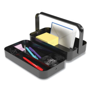 (TUD24418572)TUD 24418572 – Plastic Desktop Caddy, 5 Compartments, 4.33 x 11.5 x 8.07, Black by TRU RED (1/EA)