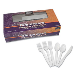 Party Pack; Knives; Spoons; Forks; Medium Heavyweight; Flatware; Disposable; Appliances; Convenience; Place Settings; Table Accessories; Tools