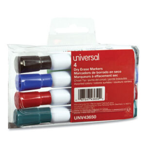 (UNV43650)UNV 43650 – Dry Erase Marker, Broad Chisel Tip, Assorted Colors, 4/Set by UNIVERSAL OFFICE PRODUCTS (4/ST)