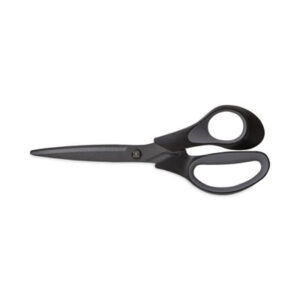 (TUD24380515)TUD 24380515 – Non-Stick Titanium-Coated Scissors, 8" Long, 3.86" Cut Length, Charcoal Black Blades, Black/Gray Straight Handle by TRU RED (1/EA)