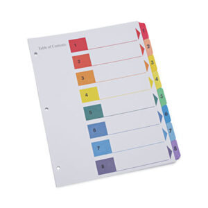 Dividers; Index; Eight Tab Index Dividers; Preprinted; Recordkeeping; Filing; Systems; Cataloging; Classification; Universal