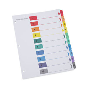 Dividers; Index; 10 Tab; Index Dividers; Preprinted Tabs; Recordkeeping; Filing; Systems; Cataloging; Classification; Universal