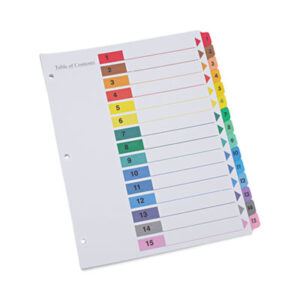 Dividers; Index; 15 Tab; Index Dividers; Preprinted; Recordkeeping; Filing; Systems; Cataloging; Classification; Universal