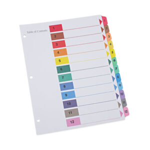 Dividers; Index; 12 Tab; Index Dividers; Preprinted Tabs; Recordkeeping; Filing; Systems; Cataloging; Classification; Universal