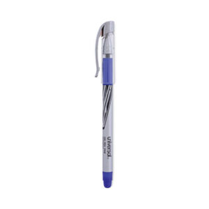 (UNV39621)UNV 39621 – Gel Pen, Stick, Medium 0.7 mm, Blue Ink, Silver/Blue Barrel, Dozen by UNIVERSAL OFFICE PRODUCTS (12/DZ)