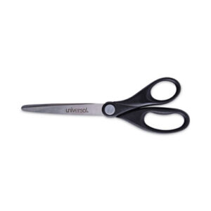 (UNV92008)UNV 92008 – Stainless Steel Office Scissors, Pointed Tip, 7" Long, 3" Cut Length, Black Straight Handle by UNIVERSAL OFFICE PRODUCTS (1/EA)