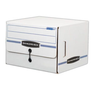 BANKERS BOX; Bankers Box Files; Bankers Box Storage; Boxes; Carton; Cartons; Center Divider; End Tab; FELLOWES; File Box; File Boxes; File Storage; File/Storage; Files; Letter; Letter End Tab Size; Recycled Product; Recycled Products; Side-Tab Storage; Storage; Storage Boxes; Storage File; Storage File Box; Storage Files; White; Containers; Cases; Crates