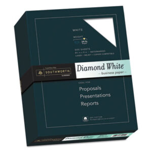 24-lb. Paper; 8-1/2 x 11 Paper; Date-Coded Paper; Diamond White Paper; Paper; SOUTHWORTH; Stationery; White Paper; Wove Finish Paper; Consumables; Reproductions; Hard-Copies; Correspondence; Documents; Copy paper