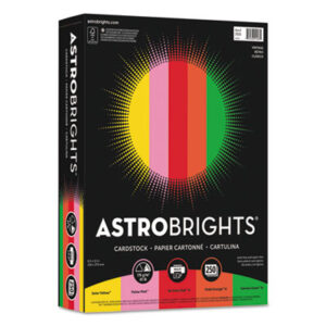 Astrobrights; Astrobright; Astrobrite; Neenah Paper; Colored Card Stock; Card Stock Paper; Brightest Paper; Brightest; Bright Colored Paper; Copier; Copy Paper; Inkjet; Laser; Office Paper; Papercrafting; Arts; Craft; Fliers; Posters; FSC; Wausau; 8.5x11; 250; 65 lb; Durable; Assorted; Assortment; Gamma Green; Orbit Orange; Re-Entry Red; Pulsar Pink; Solar Yellow