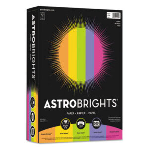 Astrobrights; Astrobright; Astrobrite; Neenah Paper; Colored Paper; Brightest Paper; Bright Colored Paper; Copier; Copy Paper; Inkjet; Laser; Office Paper; Papercrafting; Arts; Craft; Fliers; Posters; FSC; Wausau; 8.5x11; 500; 24 lb; Assorted; Assortment; Fireball Fuchsia; Venus Violet; Terra Green; Solar Yellow; Cosmic Orange