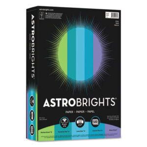 Astrobrights; Astrobright; Astrobrite; Neenah Paper; Colored Paper; Brightest Paper; Bright Colored Paper; Copier; Copy Paper; Inkjet; Laser; Office Paper; Papercrafting; Arts; Craft; Fliers; Posters; FSC; Wausau; 8.5x11; 500; 24 lb; Cool; Assortment; Venus Violet; Celestial Blue; Lunar Blue; Terrestrial Teal; Martian Green