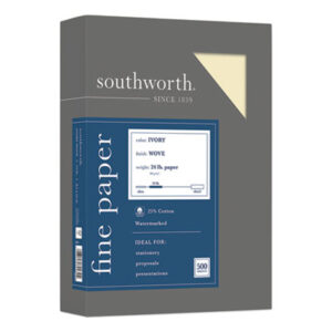 24-lb. Paper; 8-1/2 x 11; Business Paper; Copier Paper; Credentials Collection; Inkjet Paper; Ivory Paper; Laser Paper; Paper; SOUTHWORTH; Stationery; Reproductions; Hard-Copies; Correspondence; Documents; Copy paper