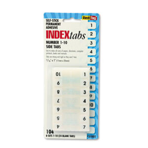 1-10 Tab Titles; Easy-to-Read; Index Tab; Indexes; Numbers; Numerical; REDI-TAG; Self-Adhesive Tabs; Self-Stick; Self-Stick Tabs; Stick-On Tab Indexes; Stick-On Tabs; Tab; Tab Indexes; Tabs; Filing; Labeling; Indicators; Directories; Arranging; Files; Identification;diverse iD;DIVERSE ID;Diverse iD;Minority Company;Minority Business Enterprise