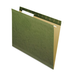 1/3 Cut Tab; Diskette Pocket; File Folders; Green; Hanging; Hanging File Folder; Letter; PENDAFLEX; Polylaminate; Recycled Product; Reinforced; Standard Green; Sleeves; Sheaths; Shells; Organization; Storage