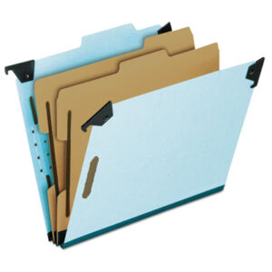 6-Section; Blue Pressboard; Classification Folders; Divider; Fastener; File Folders; Hanging; Hanging File Folder; Letter Size; Partitioned; PENDAFLEX; Prong Fastener; Recycled Product; Sectional; Files; Pockets; Sheaths; Organization; Classify