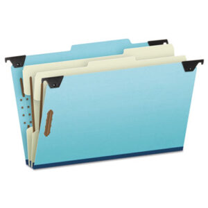 6-Section; Blue Pressboard; Classification Folders; Divider; Fastener; File Folders; Hanging; Hanging File Folder; Legal Size; Partitioned; PENDAFLEX; Prong Fastener; Recycled Product; Sectional; Files; Pockets; Sheaths; Organization; Classify