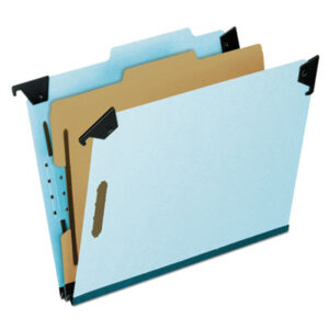 4-Section; Blue Pressboard; Classification Folders; Divider; Fastener; File Folders; Hanging; Hanging File Folder; Letter Size; Partitioned; PENDAFLEX; Prong Fastener; Recycled Product; Sectional; Files; Pockets; Sheaths; Organization; Classify