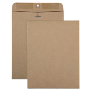 Envelopes; Mailers; Mailing & Shipping Supplies; 100% Recycled Brown Kraft Clasp Envelope; 9 x 12; Light Brown; 100/Box; Posts; Letters; Packages; Mailrooms; Shipping; Receiving; Stationery