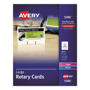 150 Cards per Box; 3 x 5 Card Size; Address Card File; Address Cards; AVERY; Business Card; Cards; File; File Card; Laser Printer; Rotary Card; Rotary File; Contacts; Files; Addresses; Phone-Numbers; Pages