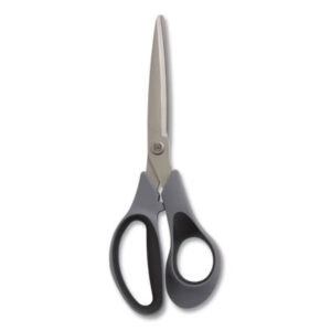 (TUD24380509)TUD 24380509 – Non-Stick Titanium-Coated Scissors, 8" Long, 3.86" Cut Length, Gun-Metal Gray Blades, Gray/Black Straight Handle by TRU RED (1/EA)
