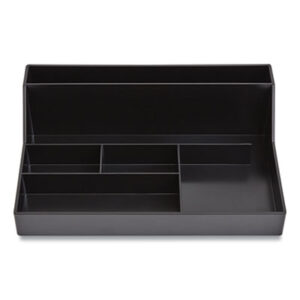 (TUD24380402)TUD 24380402 – Plastic Desktop Organizer, 6 Compartments, 6.81 x 9.84 x 2.75, Black by TRU RED (1/EA)