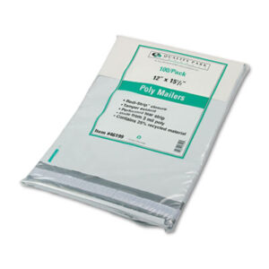 12 x 15-1/2; Envelope; Mailers; Poly Mailers; QUALITY PARK; Redi-Strip Closure; Self-Sealing; Tear-Resistant; White; Posts; Letters; Packages; Mailrooms; Shipping; Receiving; Stationery